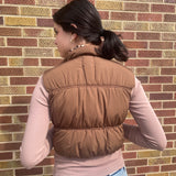 Crop Leopard Puffer Vest