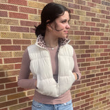 Crop Leopard Puffer Vest