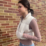Crop Leopard Puffer Vest