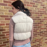 Crop Leopard Puffer Vest