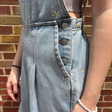 Daisy Embroidered Side Pocket Denim Overalls