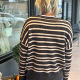 Striped Crew Neck Pullover w/Center Seam Detail