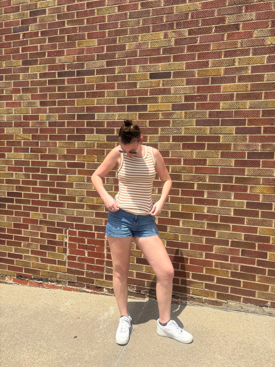 Striped Exposed Seam Tank