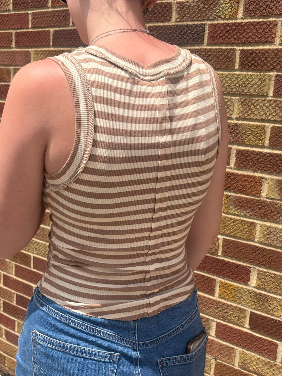 Striped Exposed Seam Tank