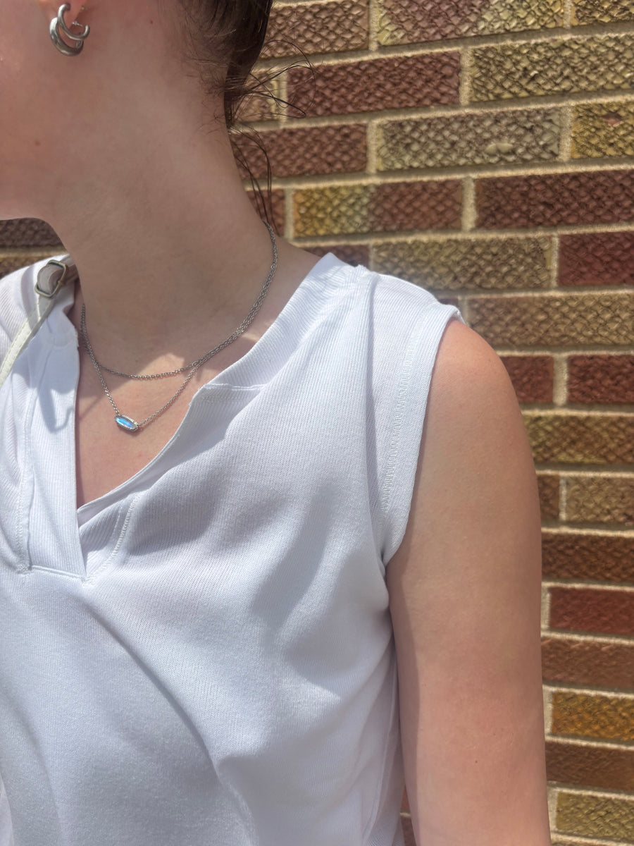 Wide Trim V Neck Sleeveless Top