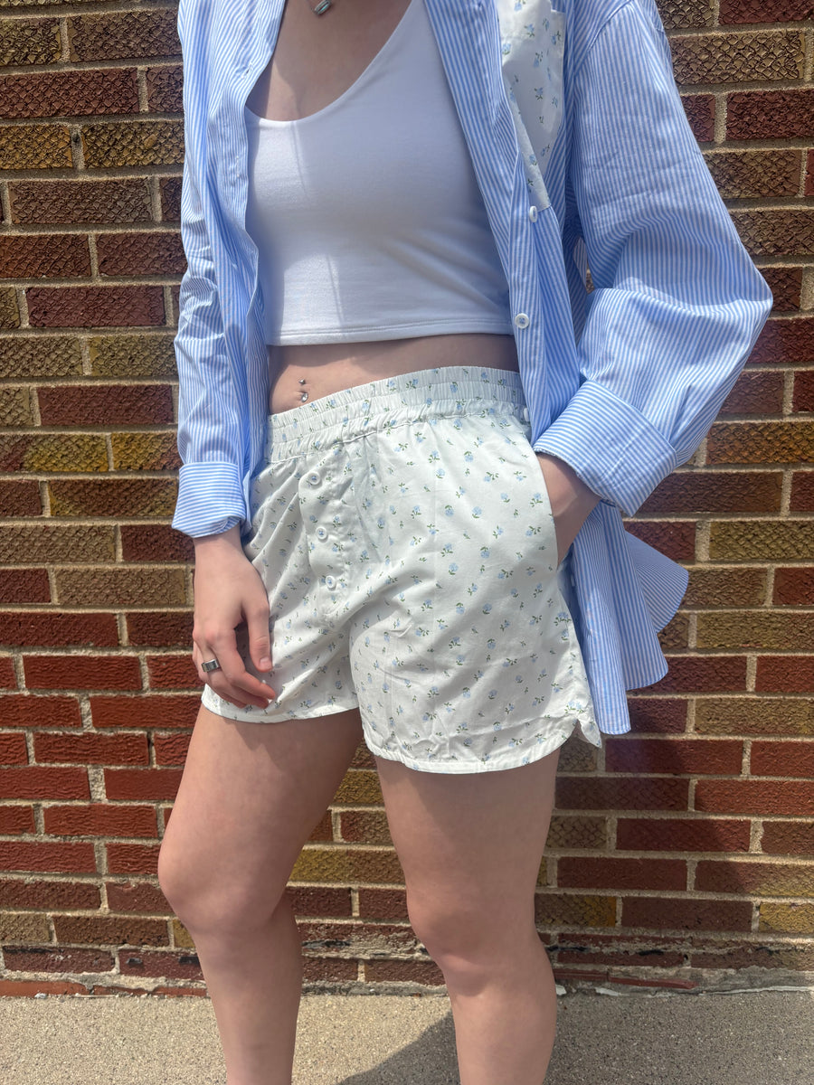 Blue Ditsy Floral Shorts