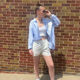 Blue Ditsy Pocket Stripe Button Down