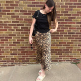 Leopard Satin Maxi Skirt