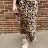Leopard Satin Maxi Skirt