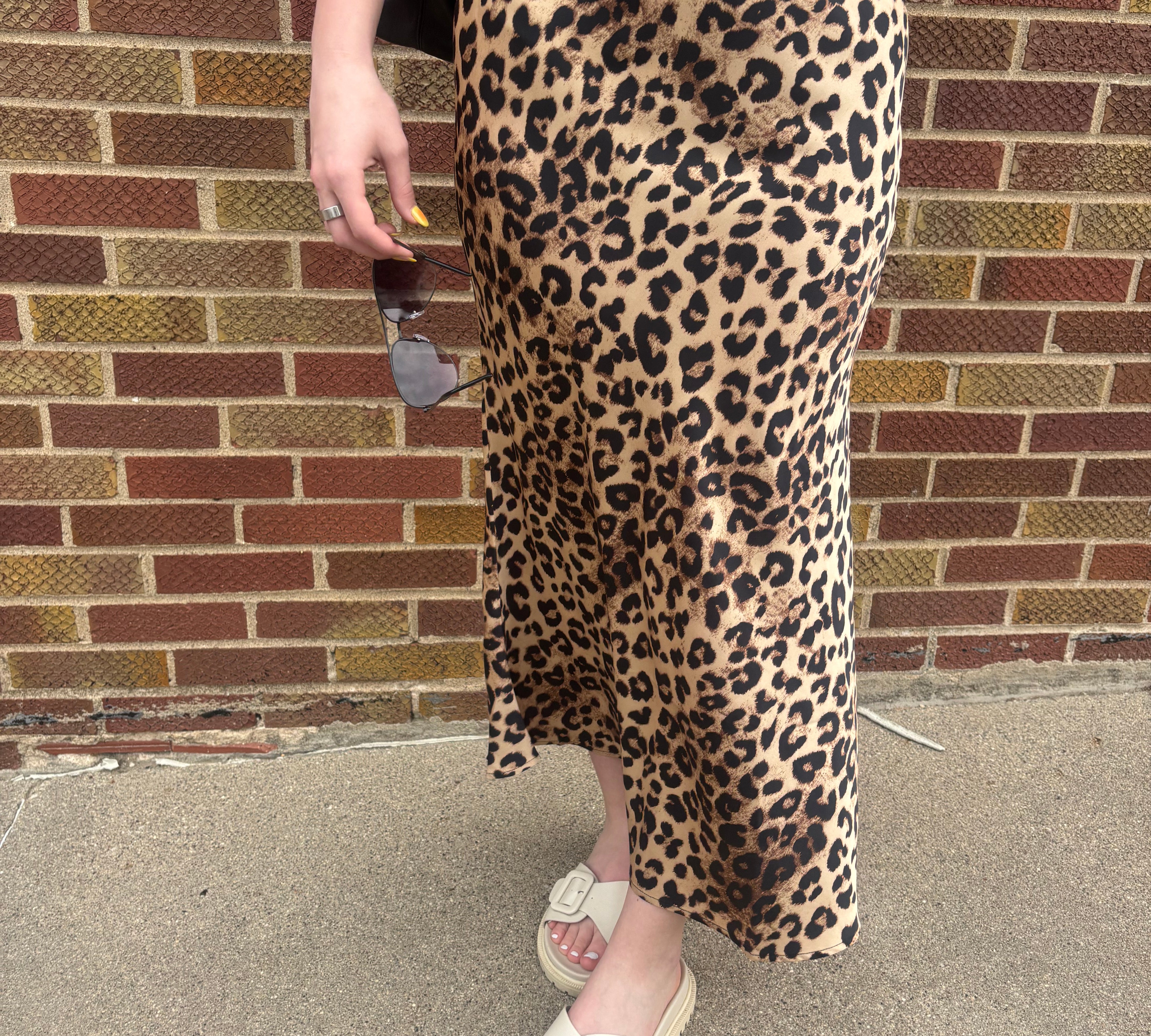 Leopard Satin Maxi Skirt