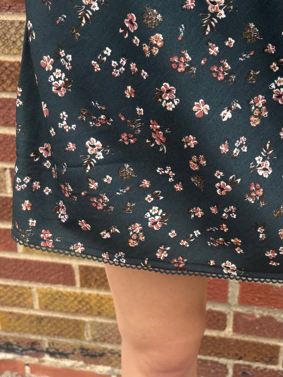 Forest Green Floral Skirt