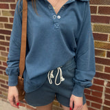 Mineral Washed Polo Sweatshirt