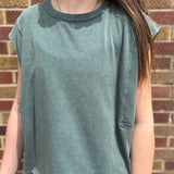 Mineral Washed Cropped Sleeveless Tank