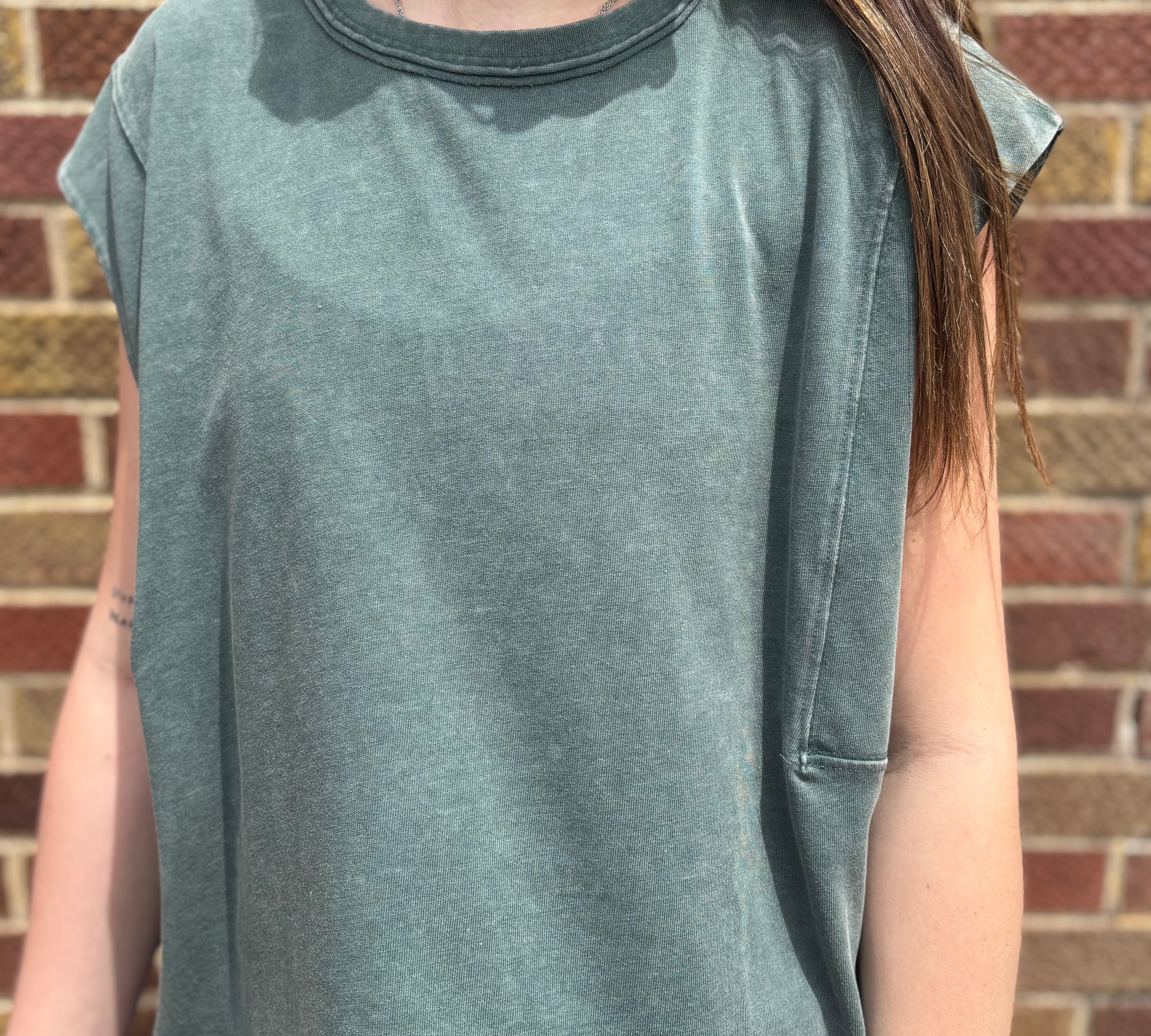 Mineral Washed Cropped Sleeveless Tank