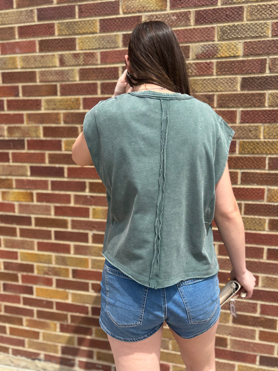 Mineral Washed Cropped Sleeveless Tank