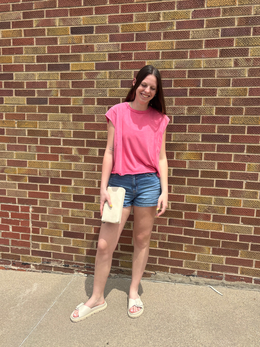 Mineral Washed Cropped Sleeveless Tank