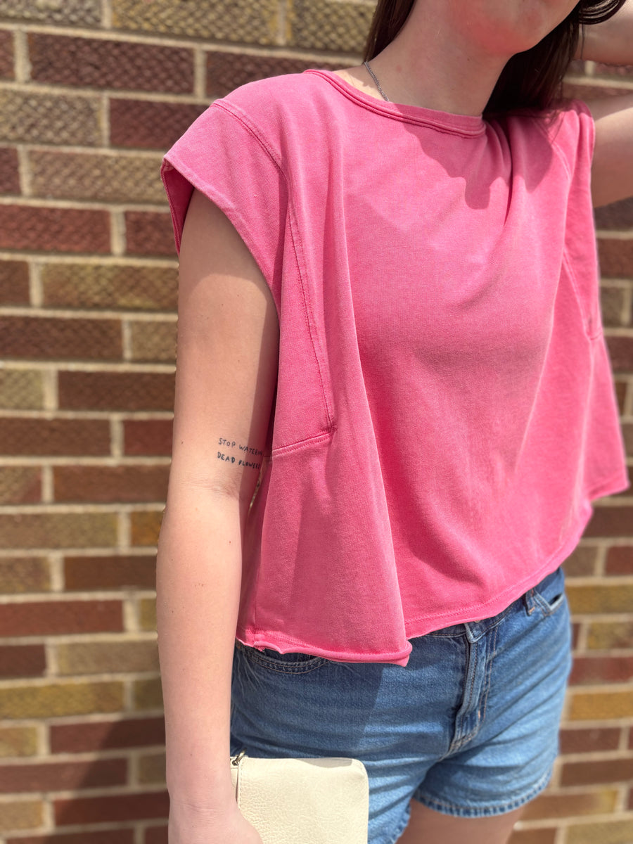 Mineral Washed Cropped Sleeveless Tank