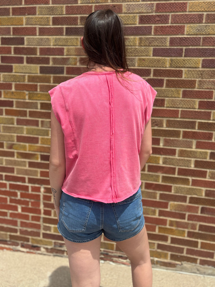 Mineral Washed Cropped Sleeveless Tank