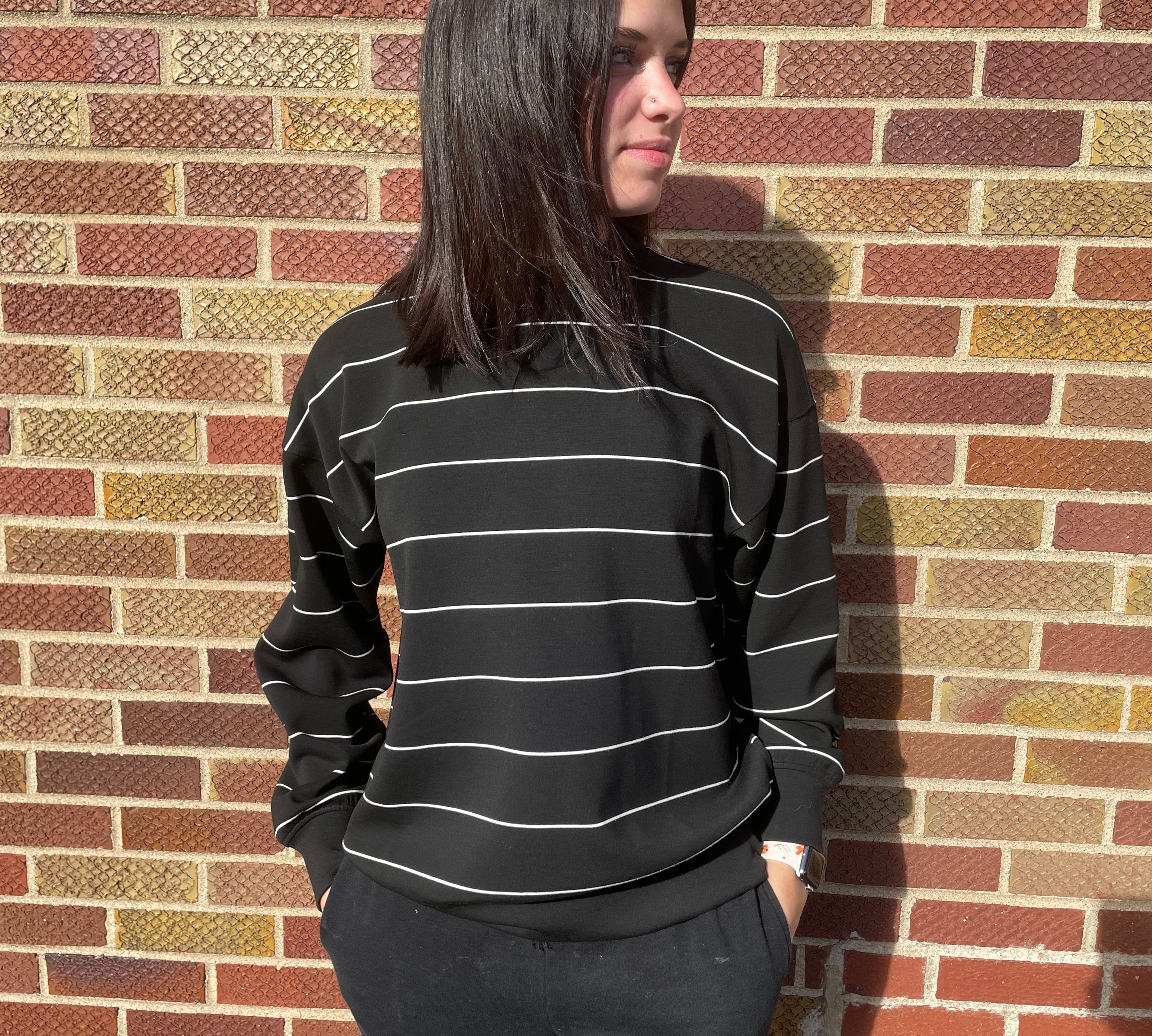 Modal Scuba Stripe Crewneck Top