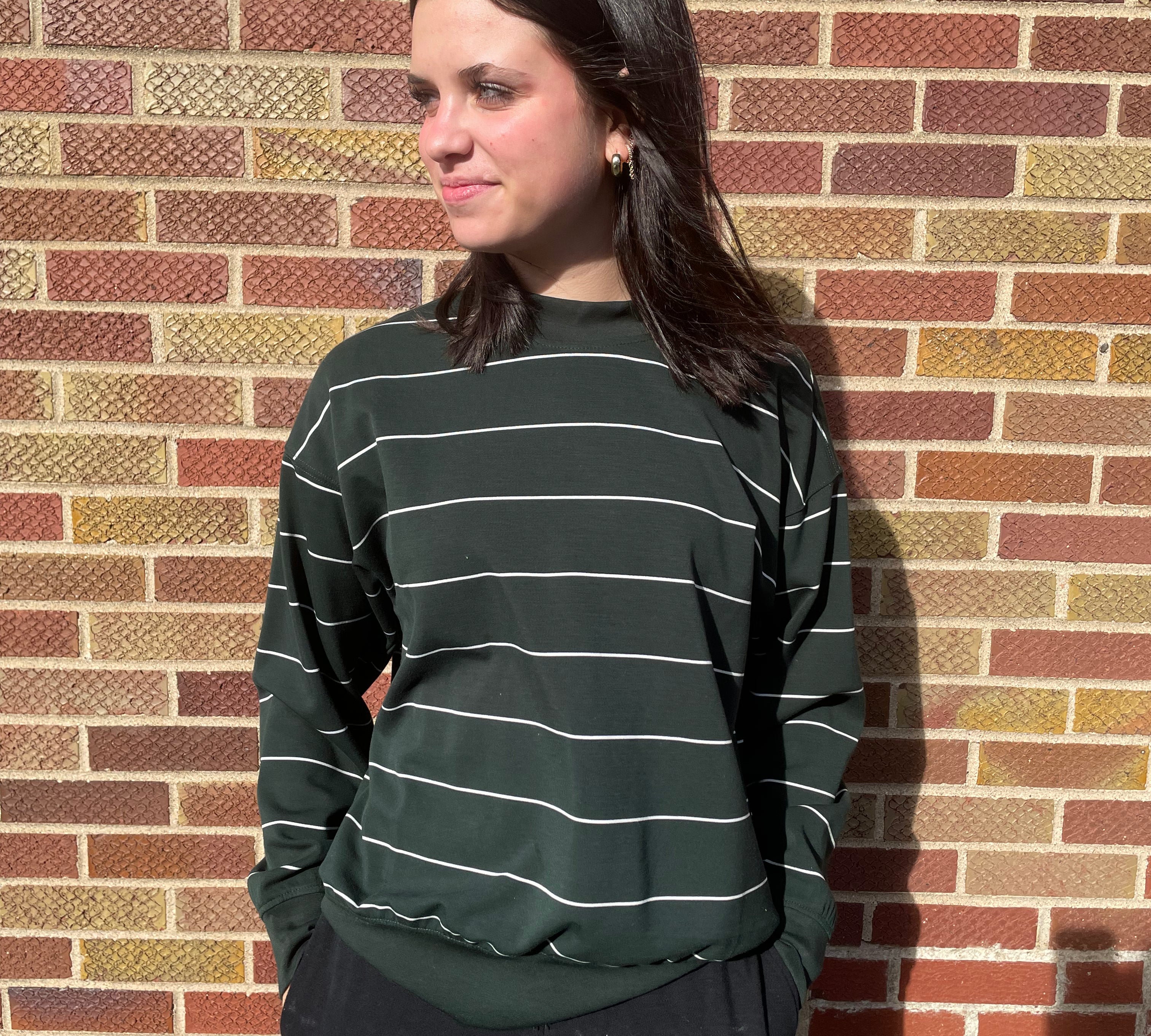 Modal Scuba Stripe Crewneck Top