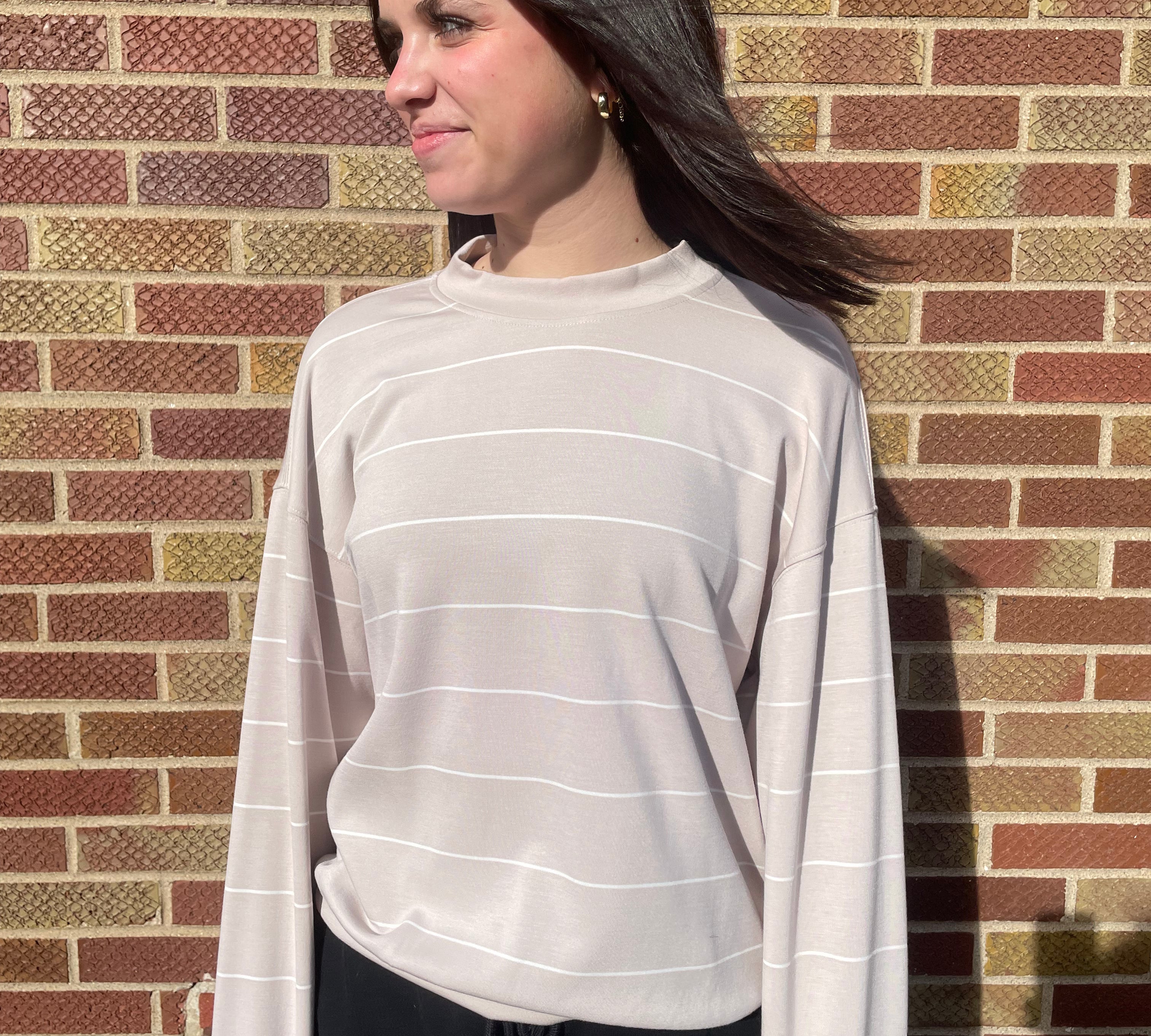 Modal Scuba Stripe Crewneck Top