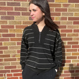 Modal Scuba Stripe V Neck Jacket