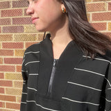 Modal Scuba Stripe V Neck Jacket