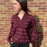 Modal Scuba Stripe V Neck Jacket