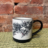 Black Accent Holly/Pine Mug 5"