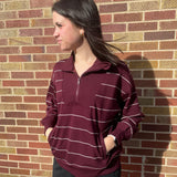Plus Stripe Modal Quarter Zip Pullover