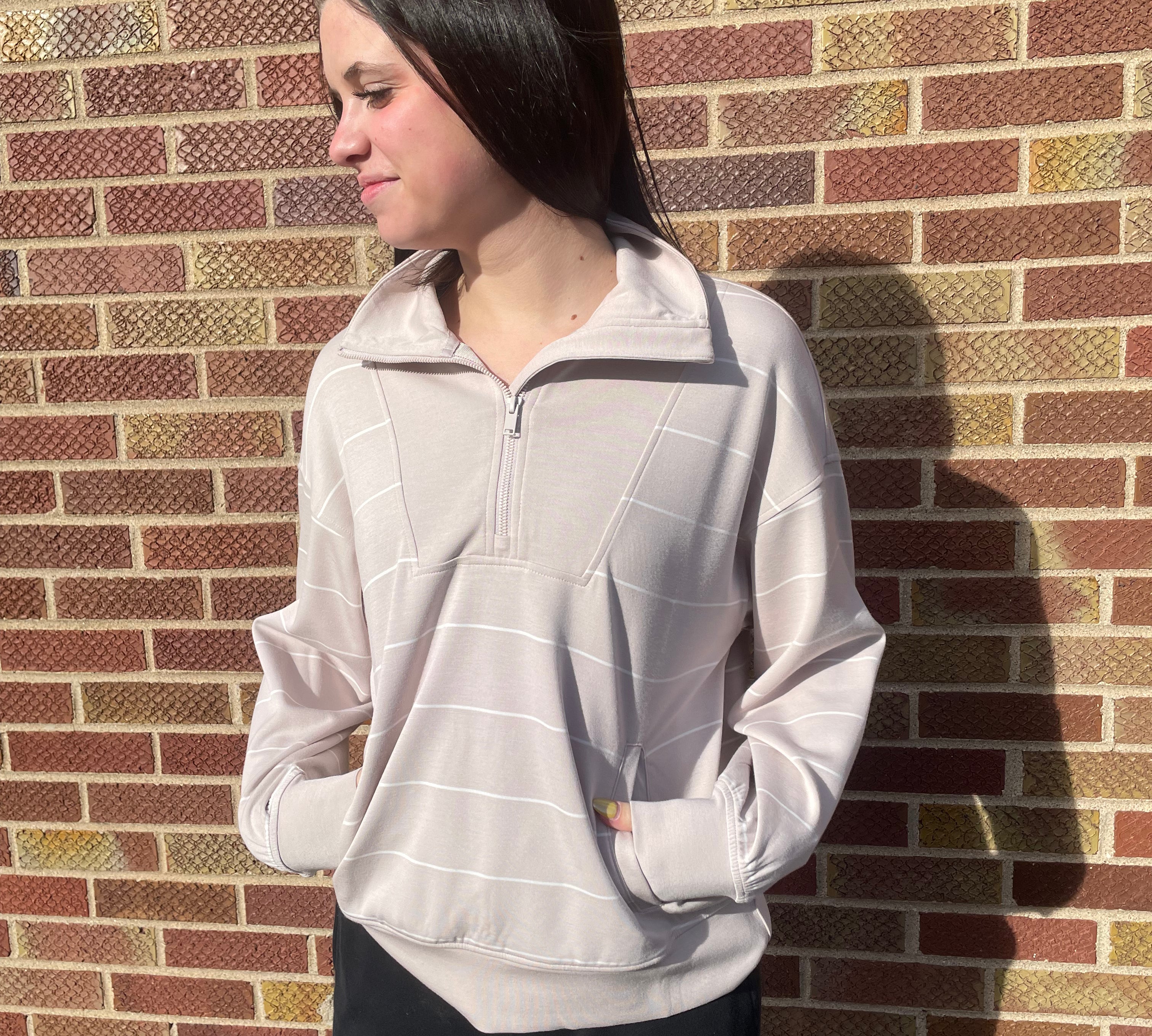 Stripe Modal Quarter Zip Pullover