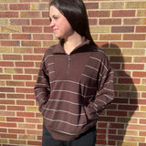 Plus Stripe Modal Quarter Zip Pullover