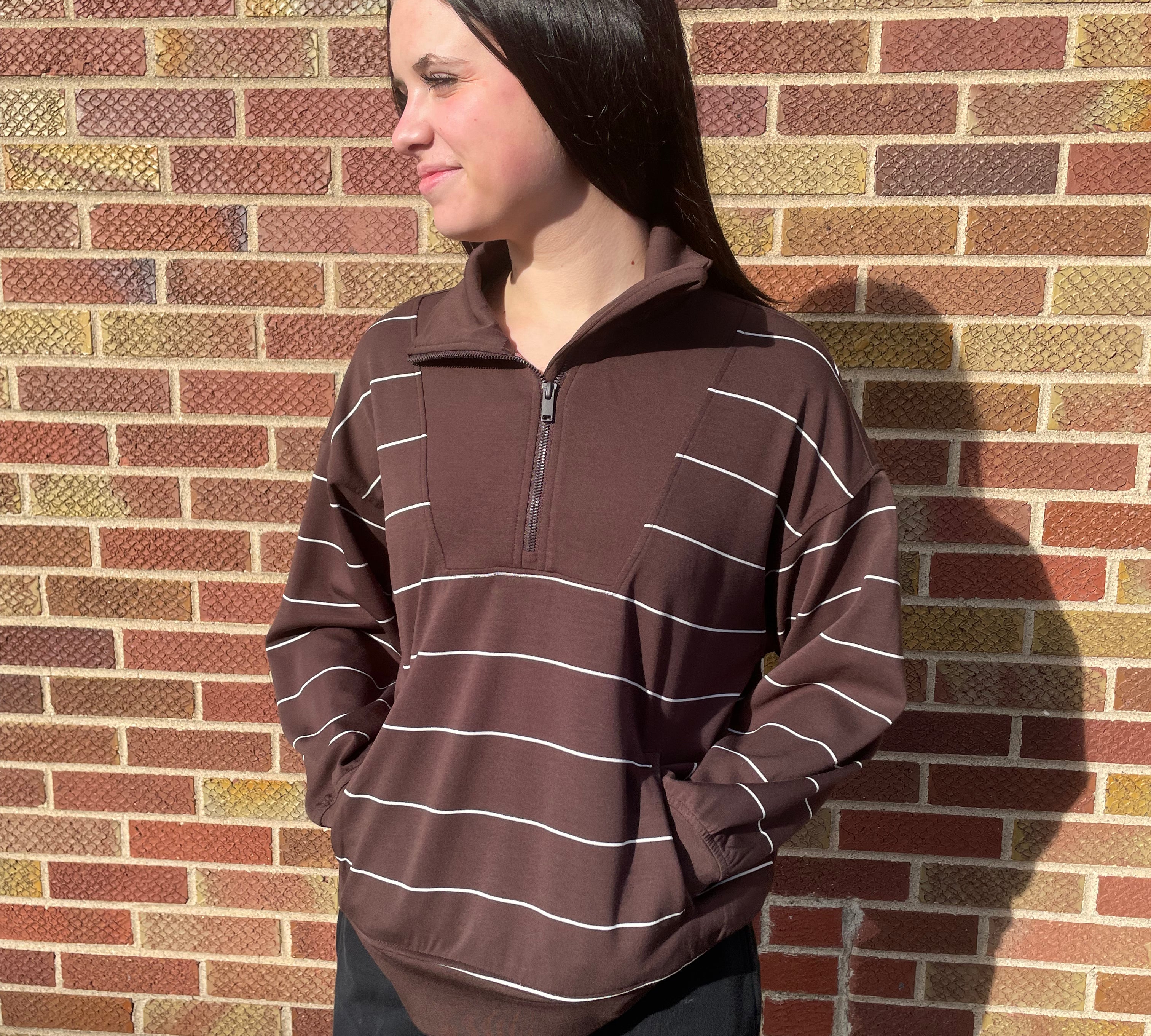 Stripe Modal Quarter Zip Pullover