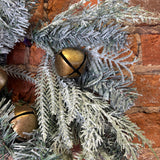 Flocked Mixed Pine w/ 3 Gold Bells Ring 15.5"