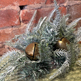 Frosted Mixed Pine w/3 Gold Bells Orb 16"