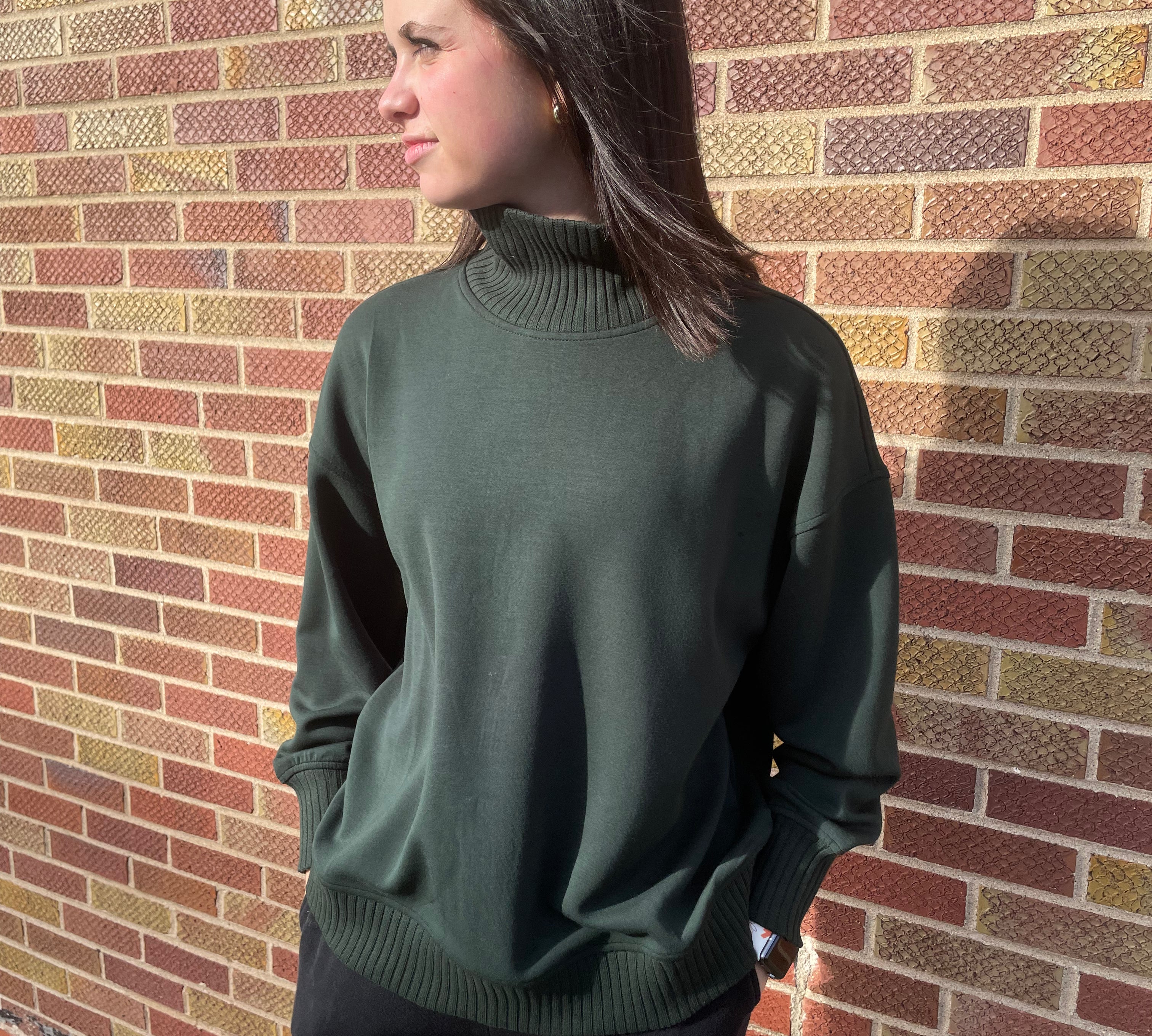 Modal Scuba Ribbed Mock Neck Pullover