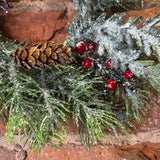 Snowy Mixed Pine w/Red Berry Ring 14.5"