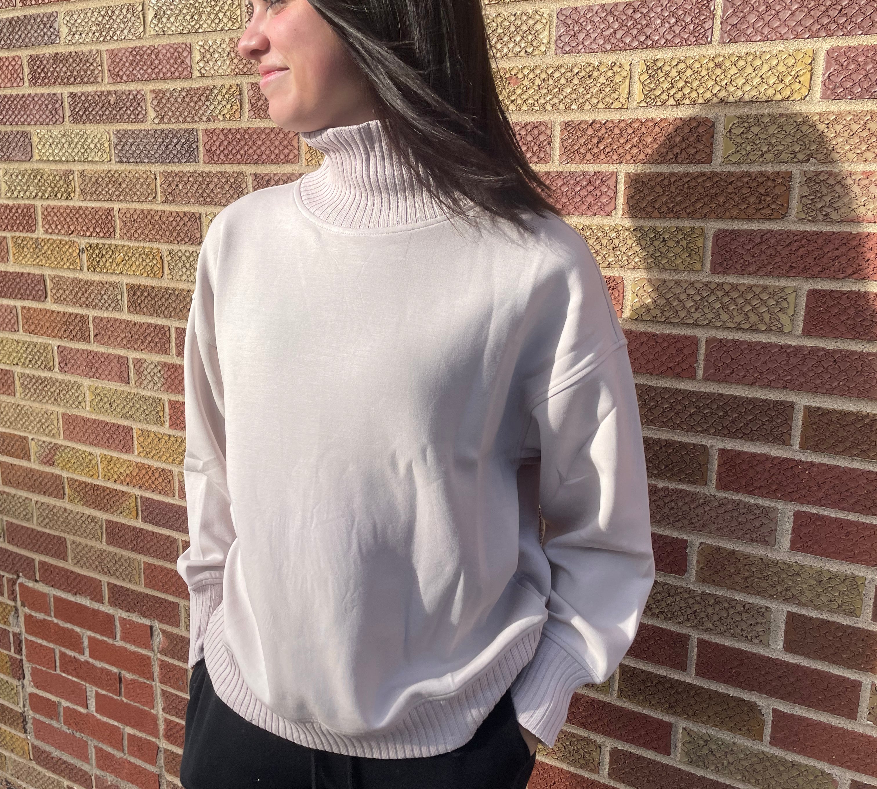 Modal Scuba Ribbed Mock Neck Pullover