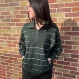 Plus Stripe Modal Quarter Zip Pullover
