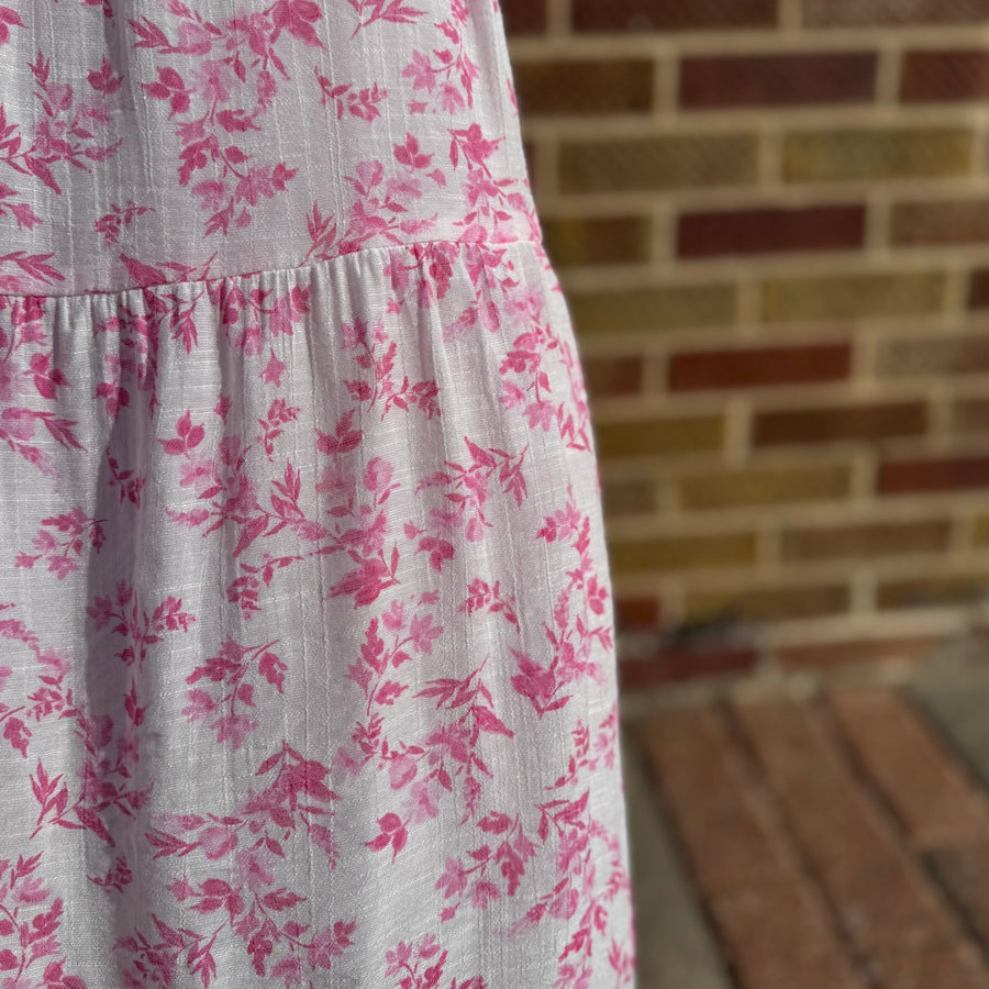 Floral Vneck Smocked Midi Dress