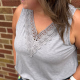 Plus Lace Neckline Tank Top