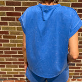 Mineral Wash Casual Capped Sleeve Top