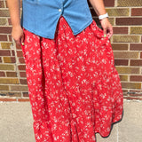 Plus Floral Tiered Maxi Skirt