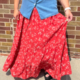Plus Floral Tiered Maxi Skirt