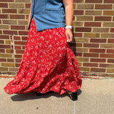 Plus Floral Tiered Maxi Skirt