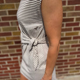 Stripe Knit Mini Dress W/ Side Tie Detail