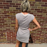 Stripe Knit Mini Dress W/ Side Tie Detail