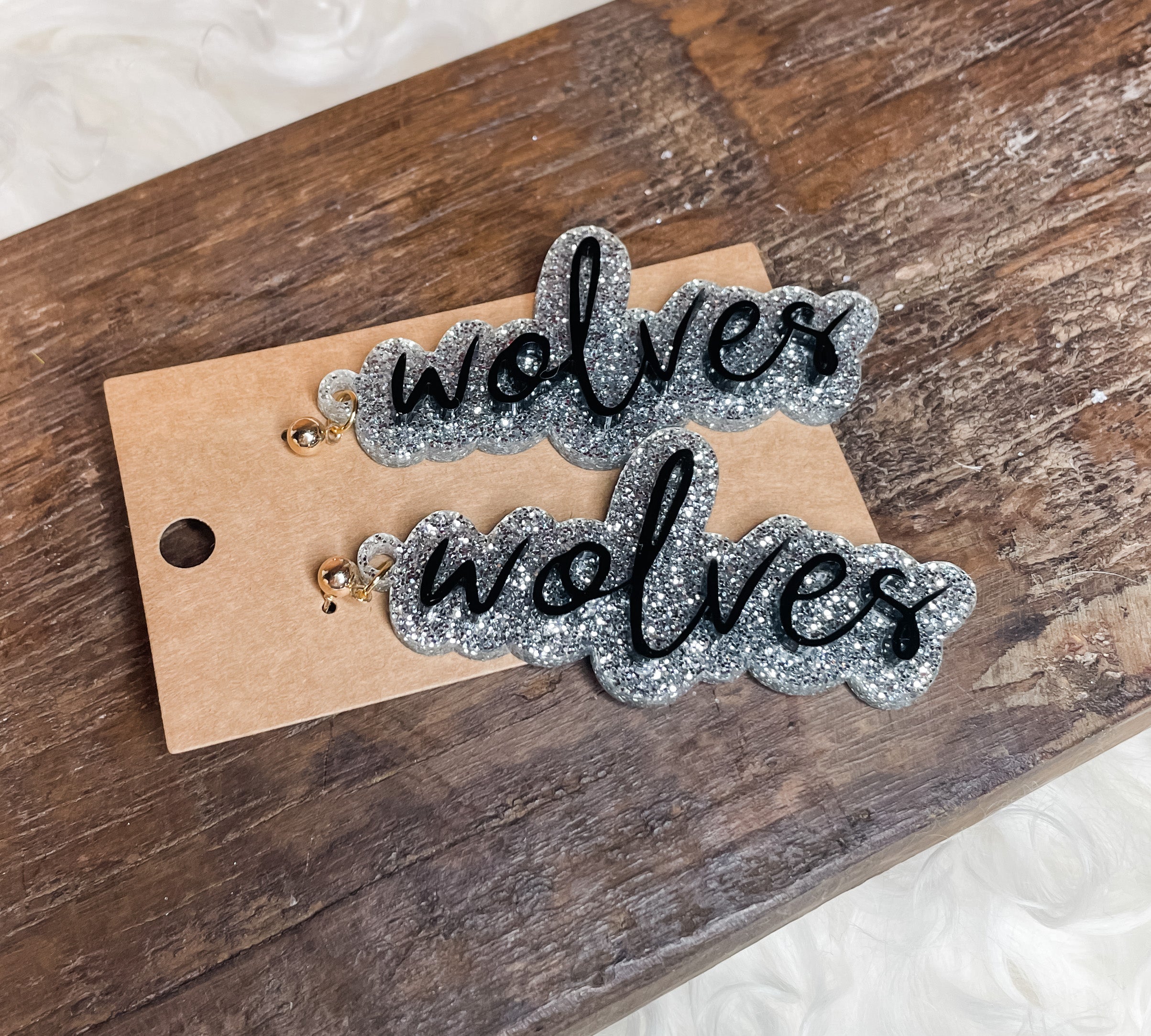 Wolves Double Stacked Acrylic Earrings