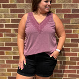 Plus Lace Neckline Tank Top