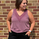 Plus Lace Neckline Tank Top